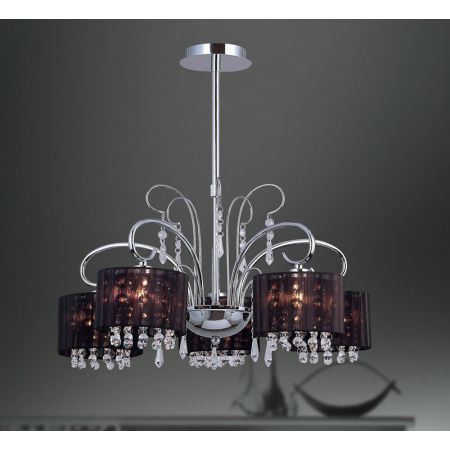 Lampa wisząca Italux Span MDM1583/5 zwis oprawa 5X40W E14 chrom/kryształ/czarny