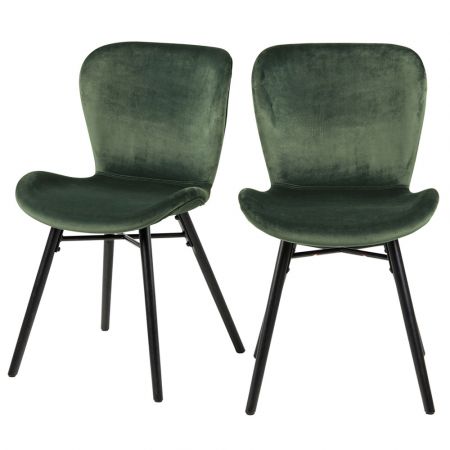 Zestaw dwóch krzeseł Glena zielony welur na czarnych nóżkach Selsey