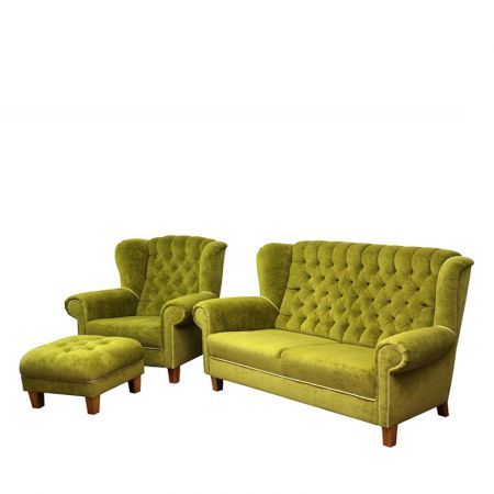 Komplet wypoczynkowy Kumquat sofa i fotel z podnóżkiem Selsey