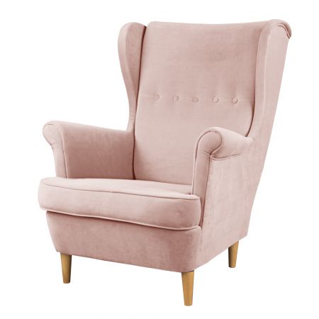 Fotel Malmo różowy w tkaninie Easy Clean Selsey