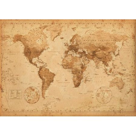 Mapa świata w stylu vintage - plakat Gbeye