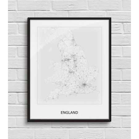 England, black and white - mapa Nice wall