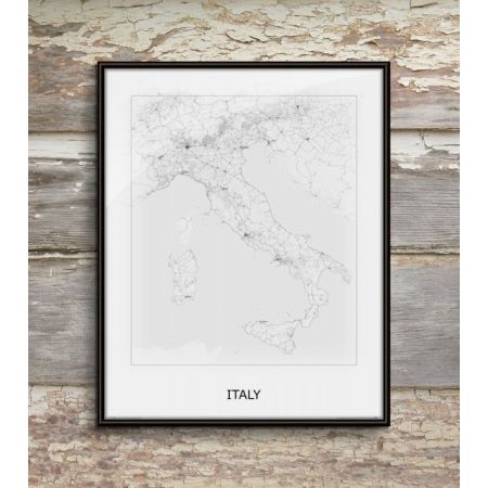 Italy włochy black and white - mapa Nice wall