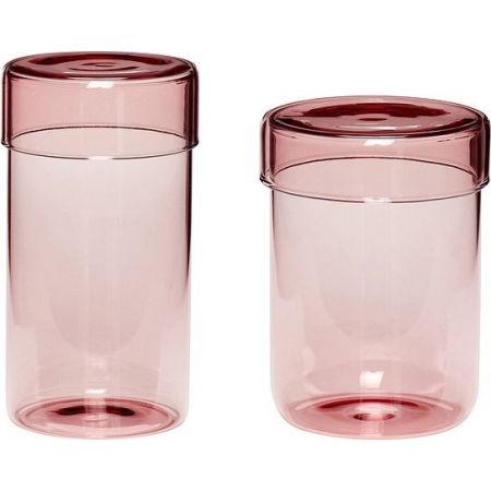 Pojemnik Hübsch tuba wysoki różowy szklany 2 szt.
