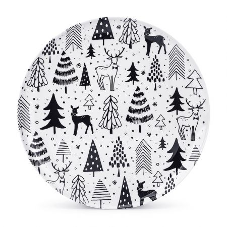 Talerz dekoracyjny plastikowy excellent houseware zimowy las biały 28 cm