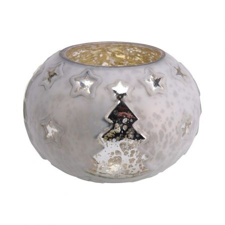 Świecznik na tealighty szklany many stars biały 11 cm Mondex