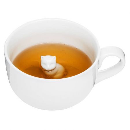 Filiżanka do kawy i herbaty porcelanowa Sagaform tea kotek biała 600 ml