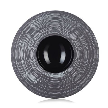 Talerz obiadowy głęboki porcelanowy revol solid silver crescendo srebrno-czarny 30,3 cm