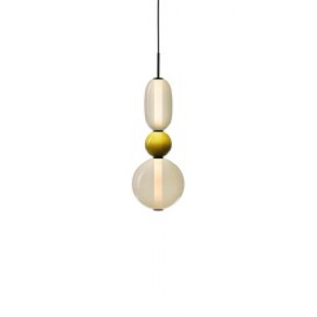 Bomma :: lampa wisząca pebbles transparentno-oliwkowa wys. 79 cm