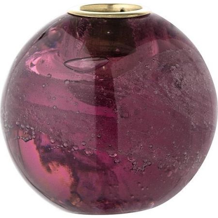 Świecznik na klasyczną świecę Bloomingville kula fioletowy szklany