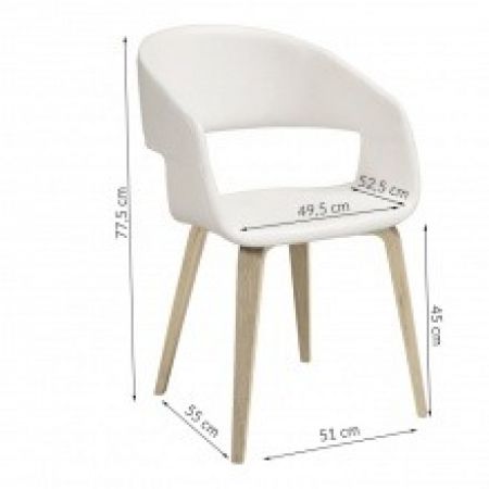 Krzesło nova białe ekoskóra/lipa Actona