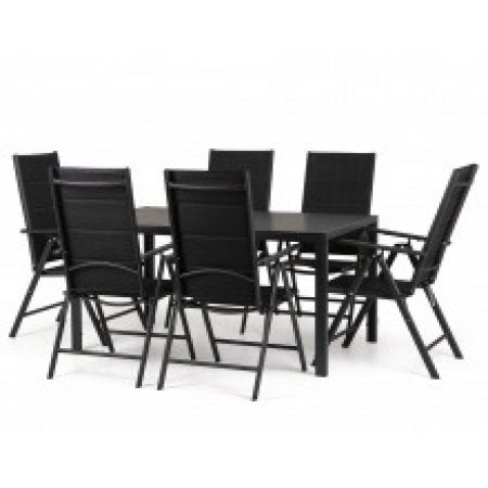 Aluminiowy zestaw ogrodowy stół + 6 krzeseł dizu ii czarny tworzywo Lectus