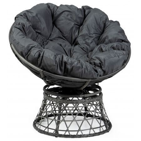 Obrotowy fotel ogrodowy nelmon z technorattanu z poduszką brązowy Lectus