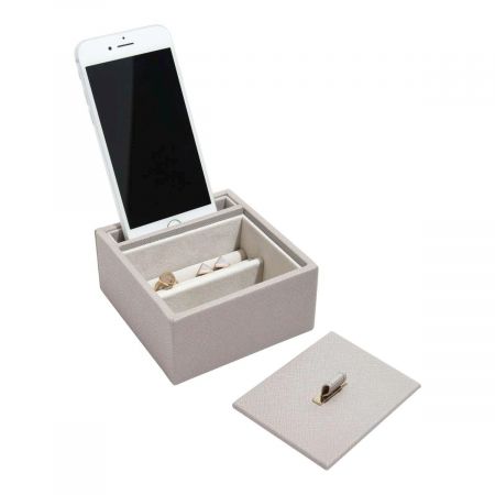 Pudełko na biżuterię ze stojakiem na telefon (taupe) stackers