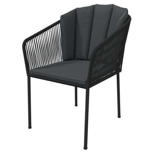 Krzesło ogrodowe Horna czarne z ciemnoszarymi poduszkami Selsey