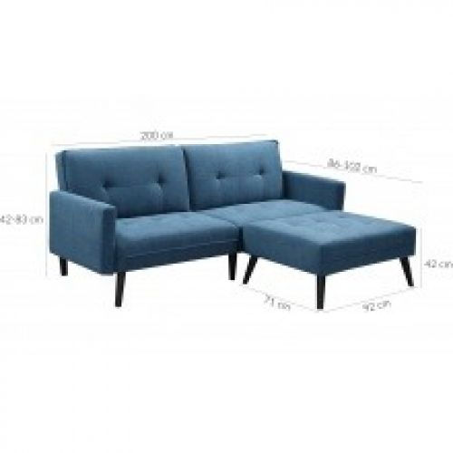 Sofa rozkładana z podnóżkiem virido niebieska Halmar