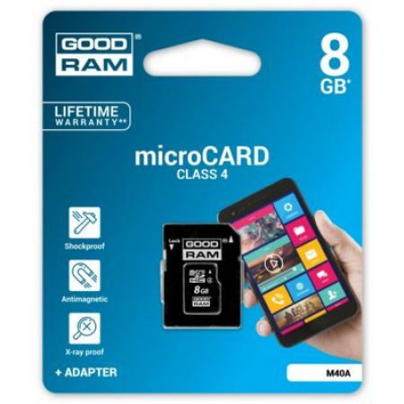 GOODRAM microSD 8GB C4 1-adapter