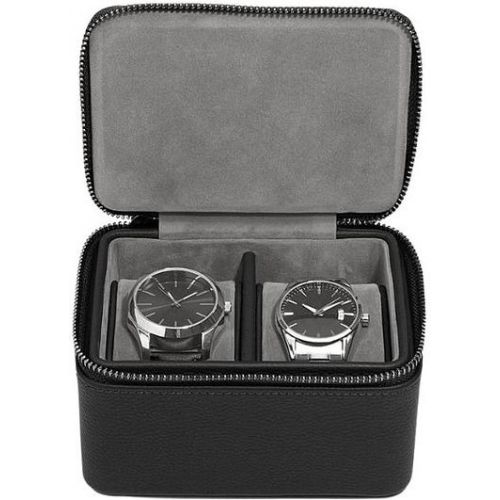 Pudełko na zegarki podróżne stackers pebble czarno-szare dwukomorowe