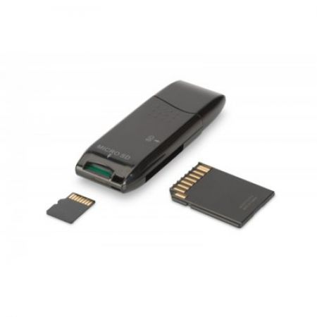 Digitus Czytnik kart 2-Portowy USB 2.0 HighSpeed SD/Micro SD, kompaktowy, czarny