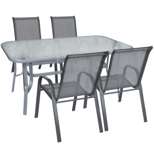 Komplet stół szklany + 4 krzesła szare 