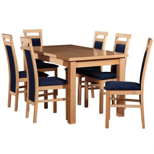 Zestaw stół i krzesła Dalia 1+6 st28 140x80+40 +W75 buk lakier Merkury Market