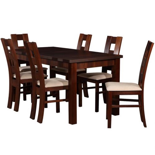 Zestaw stół i krzesła Parys 1+6 st28 160x80+40 +W29 orzech Merkury Market