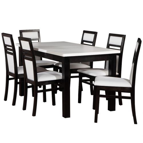 Zestaw stół i krzesła Safona 1+6 st28 140x80+40 +W82 biały/czarny Merkury Market