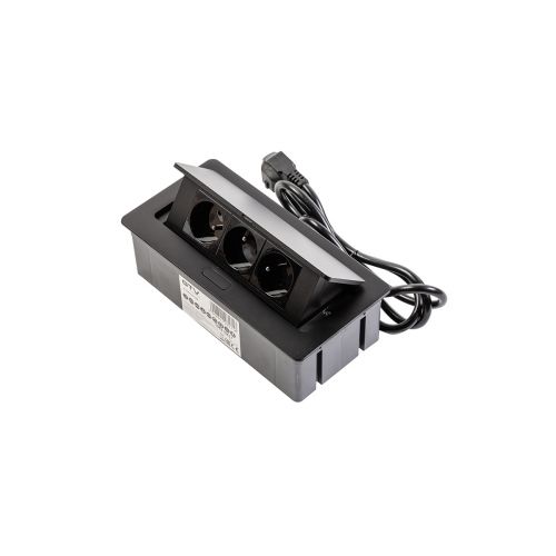 Przedłużacz biurkowy wpuszczany GTV AE-PBSUC2GS-20N SOFT 2x gniazdo SCHUKO USB 2,1A kabel zasilający z wtyczką czarny