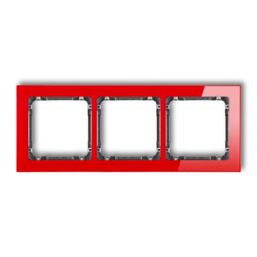 Ramka uniwersalna potrójna Karlik Deco 17-11-DRS-3 efekt szkła (ramka czerwona, spód grafitowy) czerwona