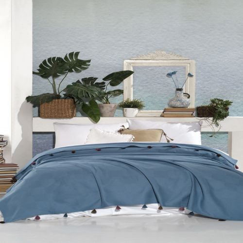 Naruzta bawełniana na łóżko Perno 240x220 cm niebieska Selsey