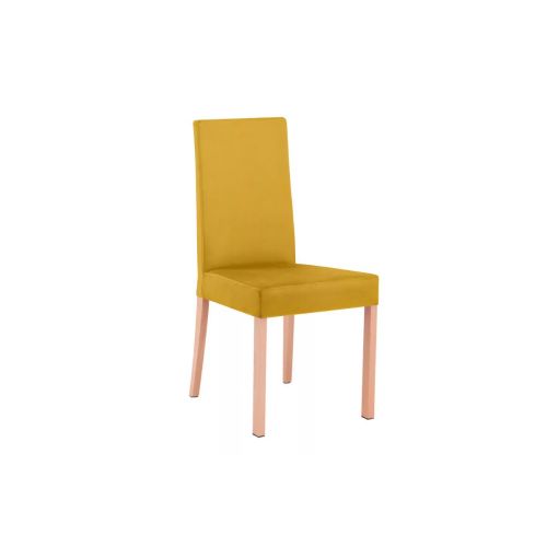 Drewniane krzesło tapicerowane żółte CHRYSI 