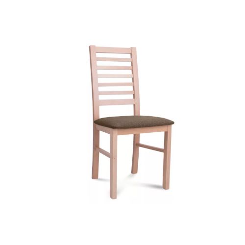 Drewniane bukowe krzesło tapicerowane brązowe siedzisko CLEMATI 