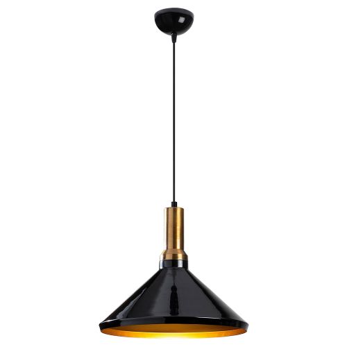 Lampa wisząca Theyro ze złotym trzonkiem średnica 35 cm czarna