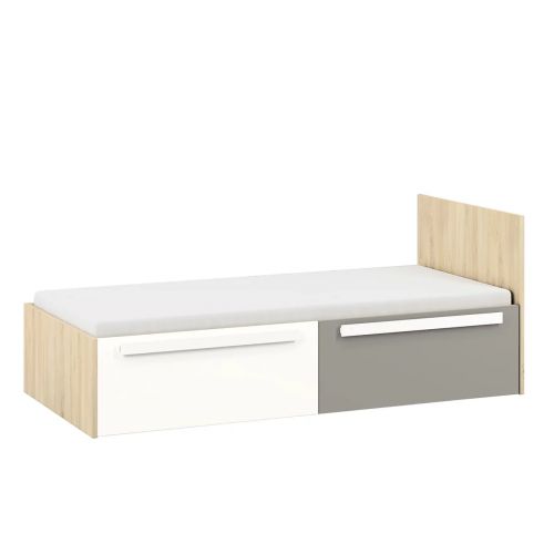 Łóżko ze stelażem i szufladami do pokoju dziecięcego biały / szary / buk PONGO 