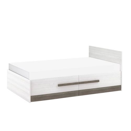 Podwójne proste łóżko ze stelażem 120 x 200 cm białe / brązowe SARPA 