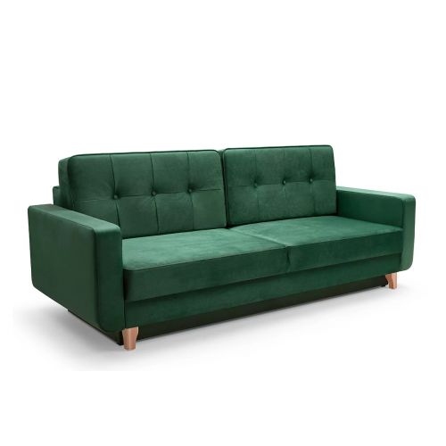 Skandynawska sofa 3 osobowa z funkcją spania zielona GUSTINA 