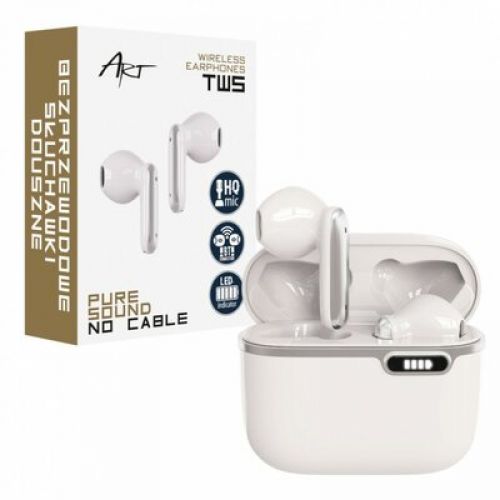 ART Słuchawki Bluetooth z HQ mikrofonem TWS (USB-C) Białe