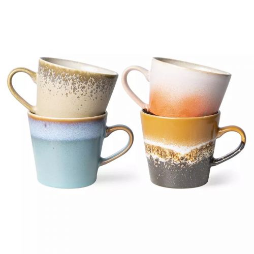 hkliving :: zestaw 4 kubków ceramicznych cappuccino 70's