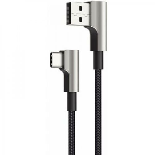 AUKEY Kabel CB-CMD33 OEM nylonowy USB - USB C | 2m | wtyki 90 stopni | 3A | 60W PD | 20V Czarny
