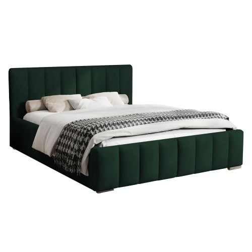 Łóżko tapicerowane 180x200 cm Wolte z pojemnikiem zielone w tkaninie hydrofobowej Selsey