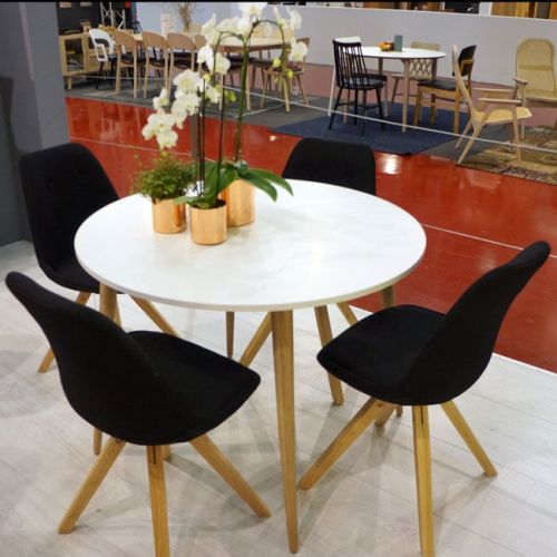 nowoczesny okrągły biały stół 100x100 cm stylu retro Tvilum