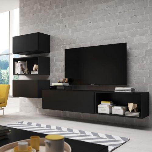 nowoczesna meblościanka rock 4 czarny mat High glossy furniture