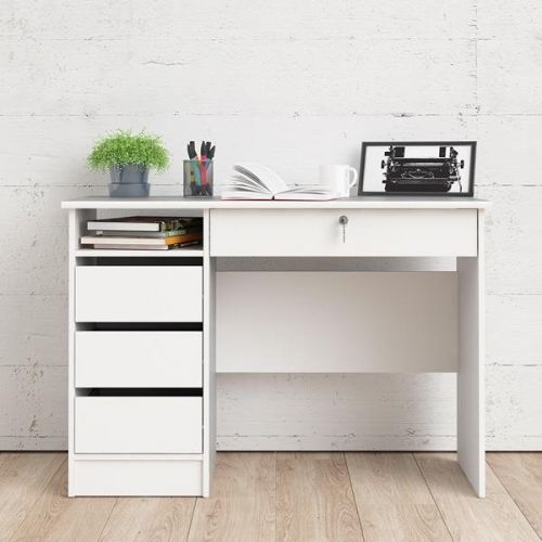 białe biurko function, 4 szuflady, 110x49 cm, matowe Tvilum