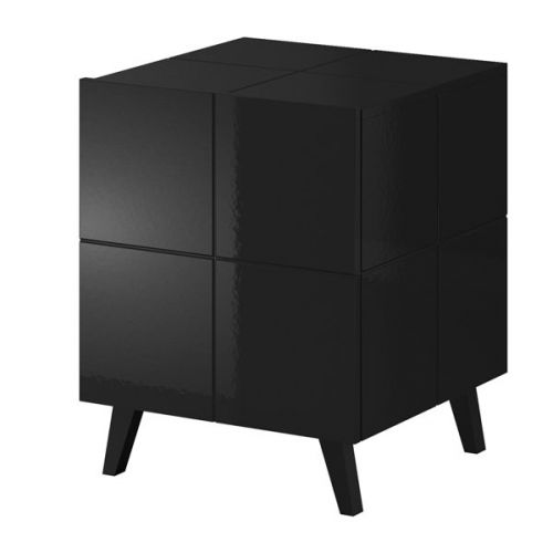 Szafka nocna sally 46 cm, 1 szuflada, czarny wysoki połysk, komplet 2 sztuki High glossy furniture