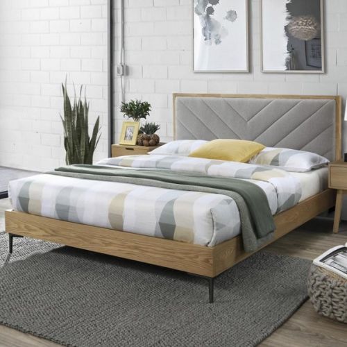 łóżko tapicerowane cosmopolitan 160 x 200 cm, szary, kolor drewno naturalne Style furniture
