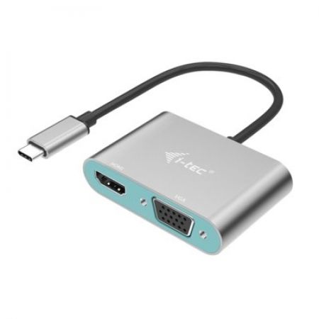 i-tec Adapter USB-C Metal HDMI i VGA 1xHDMI 4K 30Hz 1xVGA 108060Hz kompatybilny z Thunderbolt 3