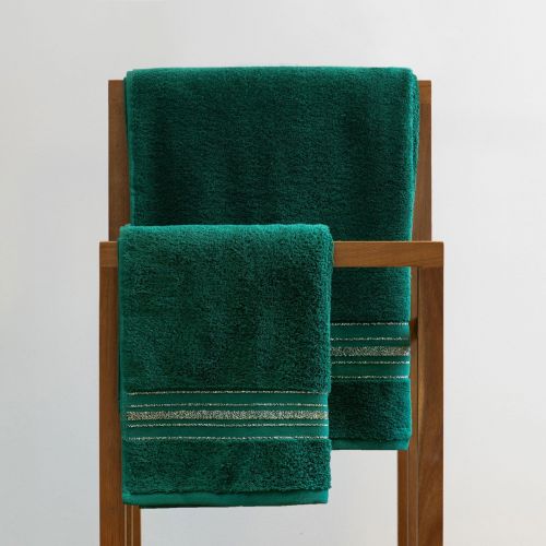 Ręcznik DUKE z paskami lureksowymi szary 50x90 cm Homla