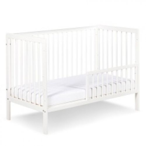 łóżko niemowlęce timi z barierką ochronną, białe Klupś