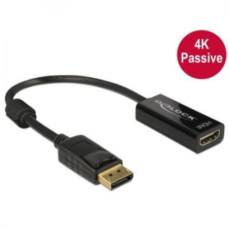 Delock Adapter Displayport 1.2 (M)->HDMI(F) 4K Pasywny Czarny