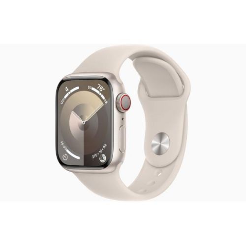 Apple Watch Series 9 GPS + Cellular - koperta 41mm z aluminium księżycowa poświata - pasek sportowy księżycowa poświata